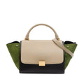 Celine Small Tricolor Calfskin and Suede Trapeze Satchel