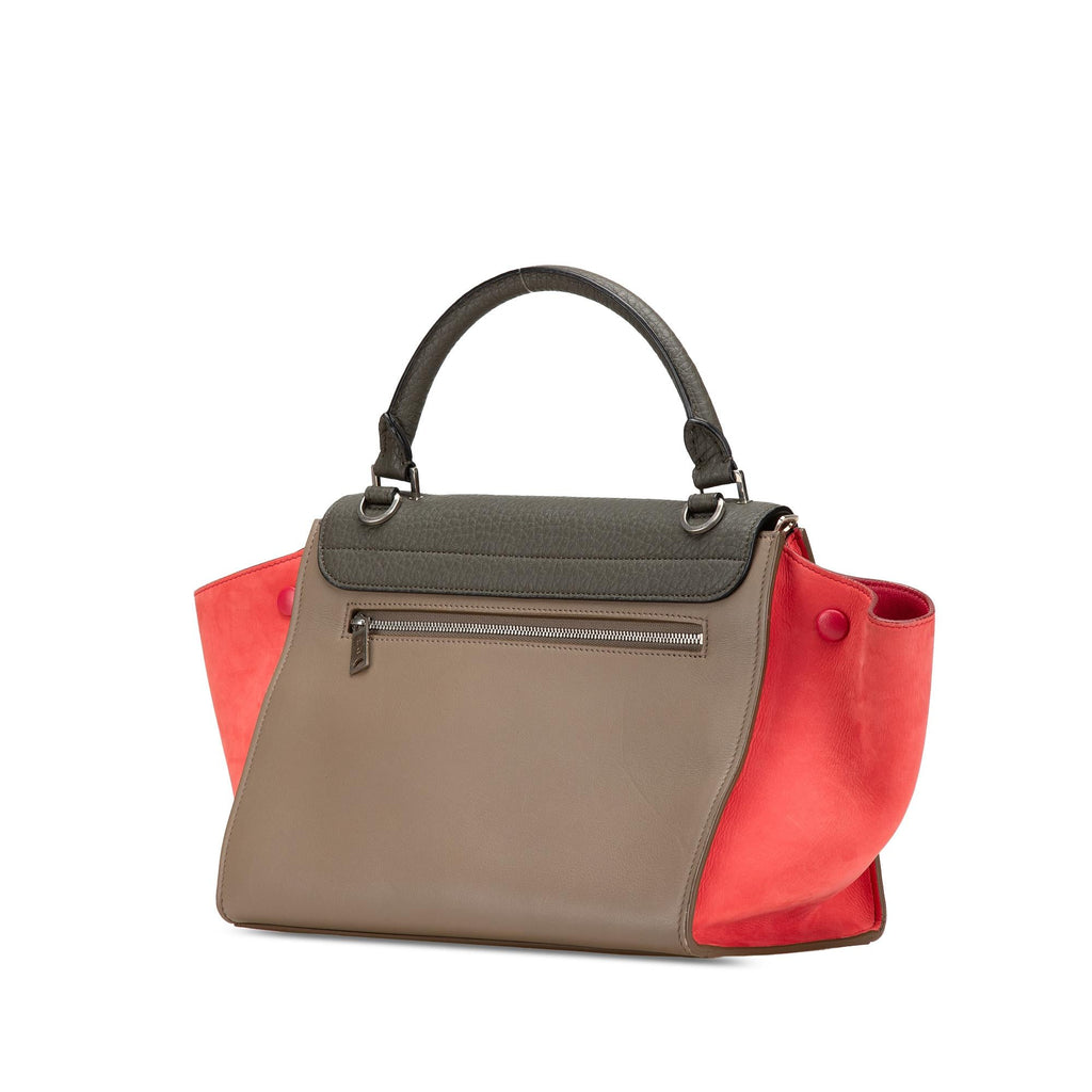 Celine Small Tricolor Leather Trapeze Satchel