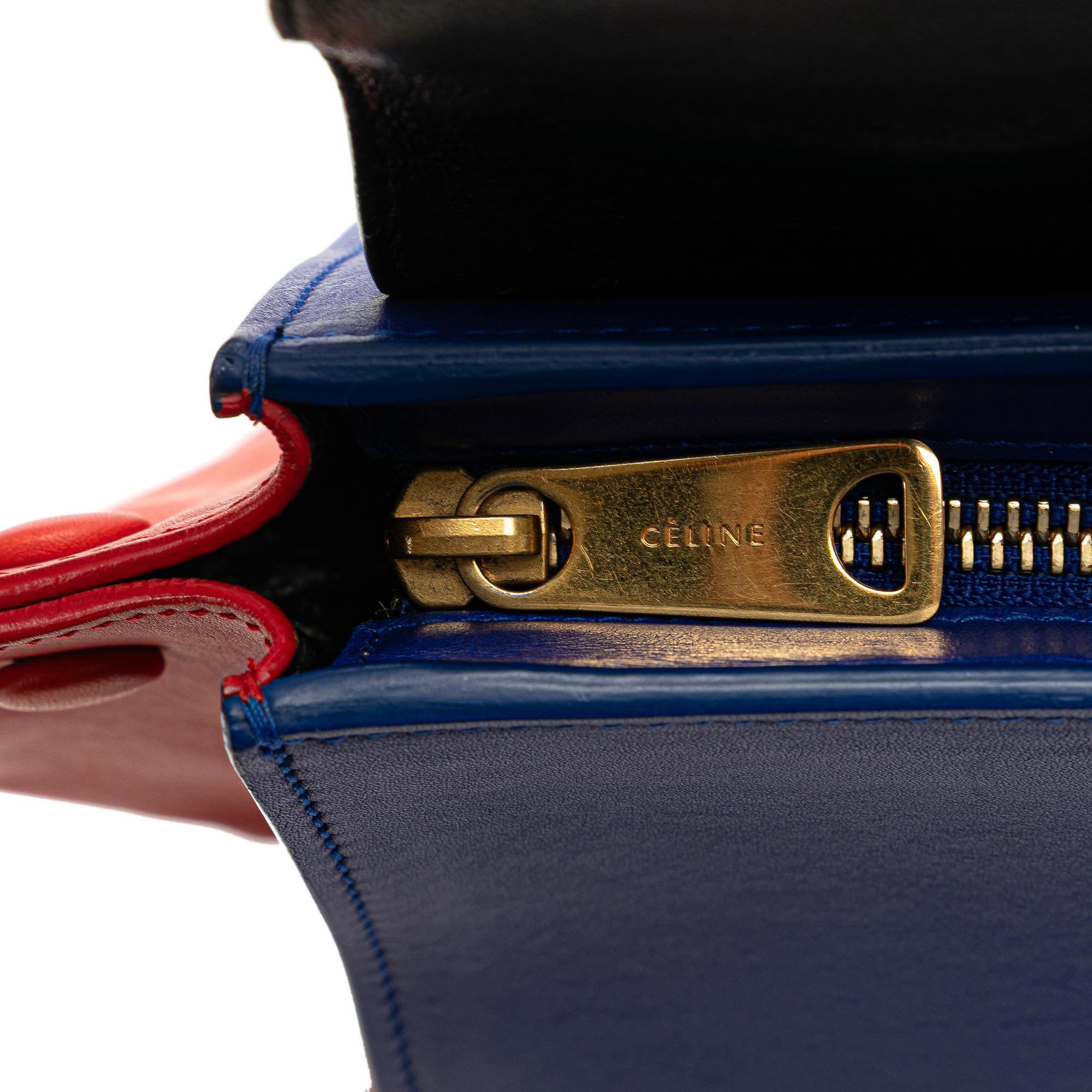 Celine Small Tricolor Leather Trapeze Satchel
