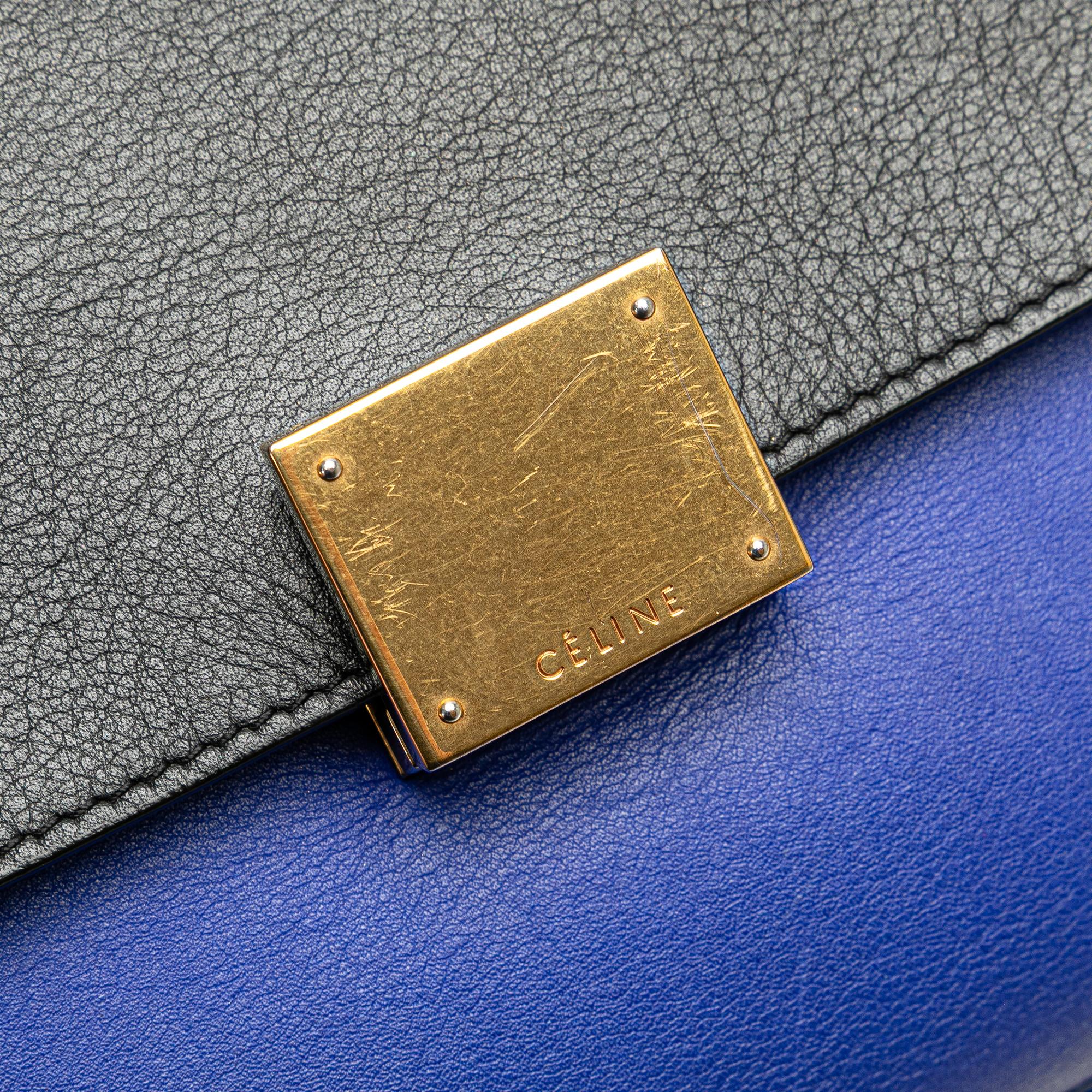 Celine Small Tricolor Leather Trapeze Satchel