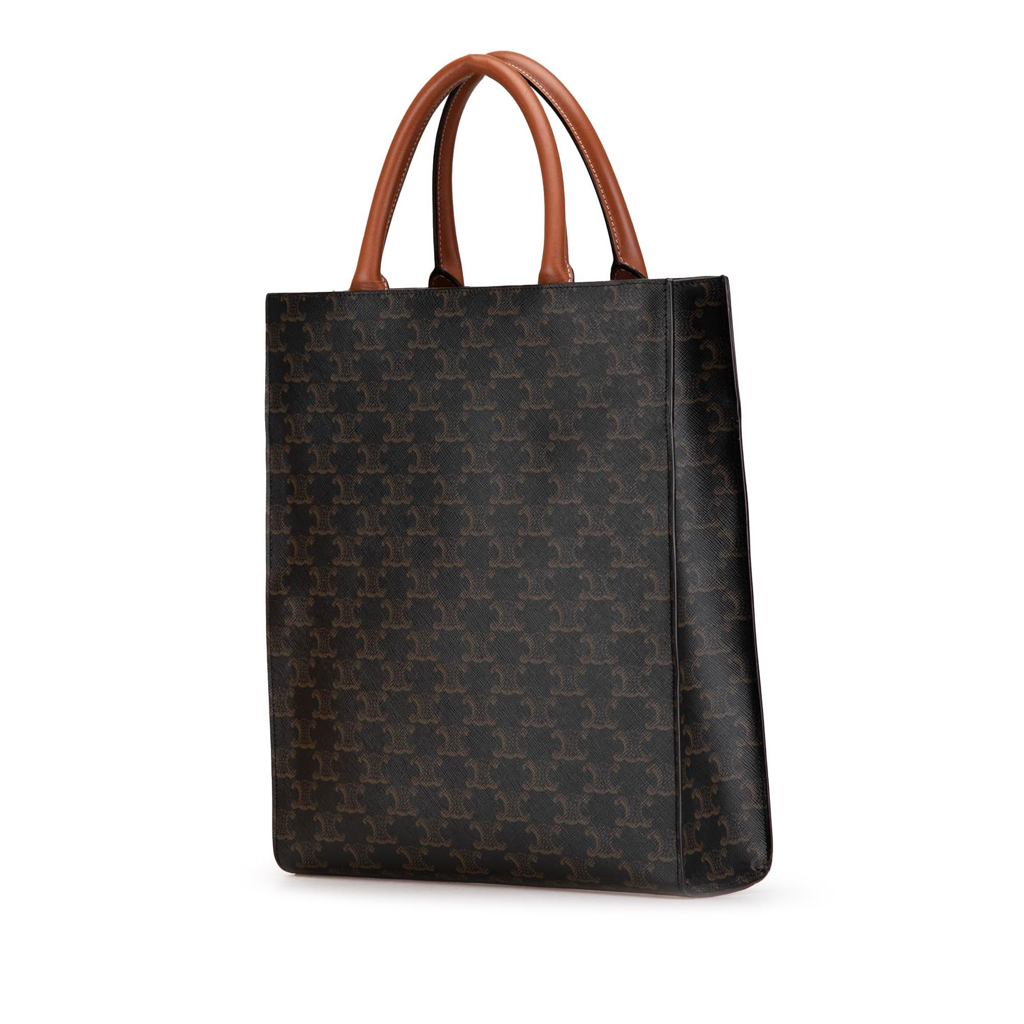 Celine Small Triomphe Coated Canvas Paris Print Vertical Cabas