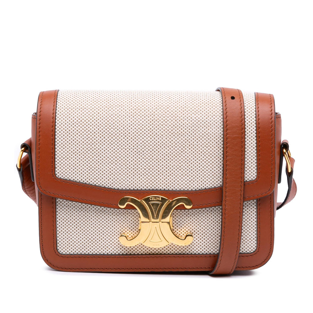 Celine Teen Canvas and Calfskin Triomphe Crossbody