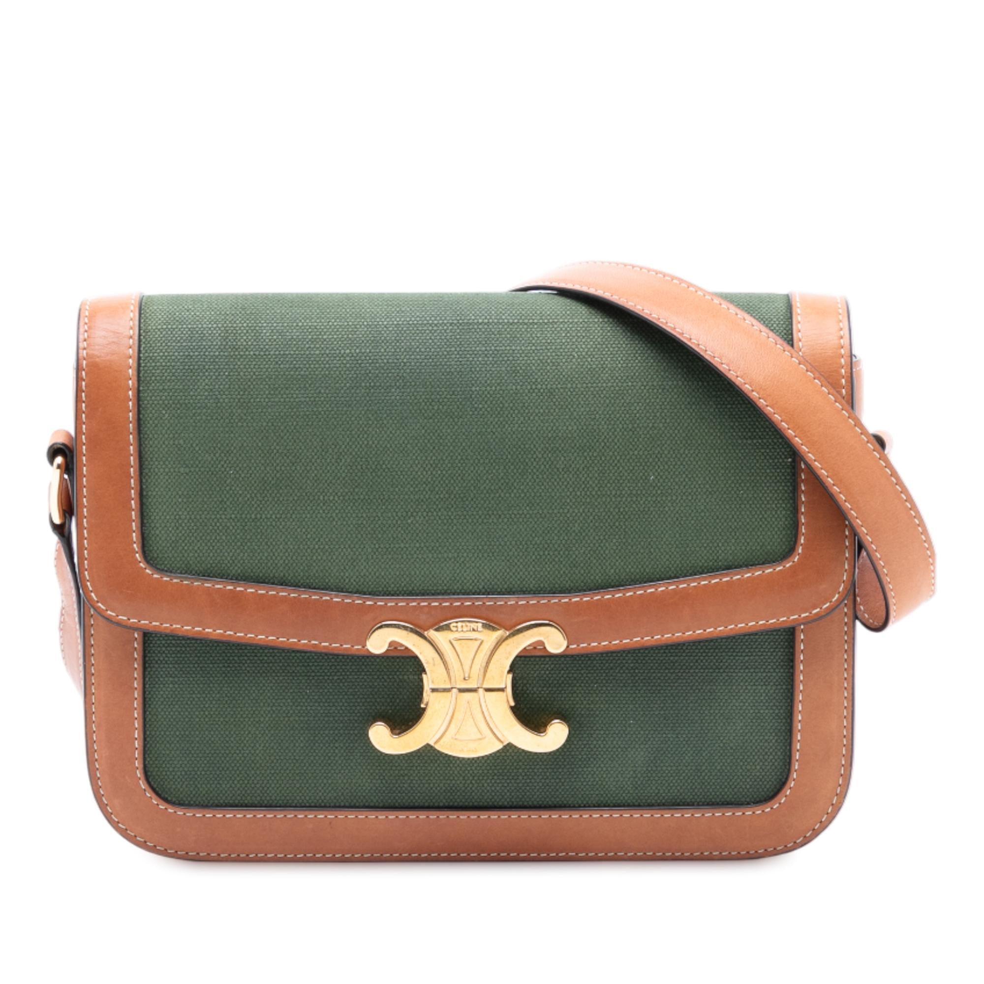 Celine Teen Canvas and Calfskin Triomphe Crossbody