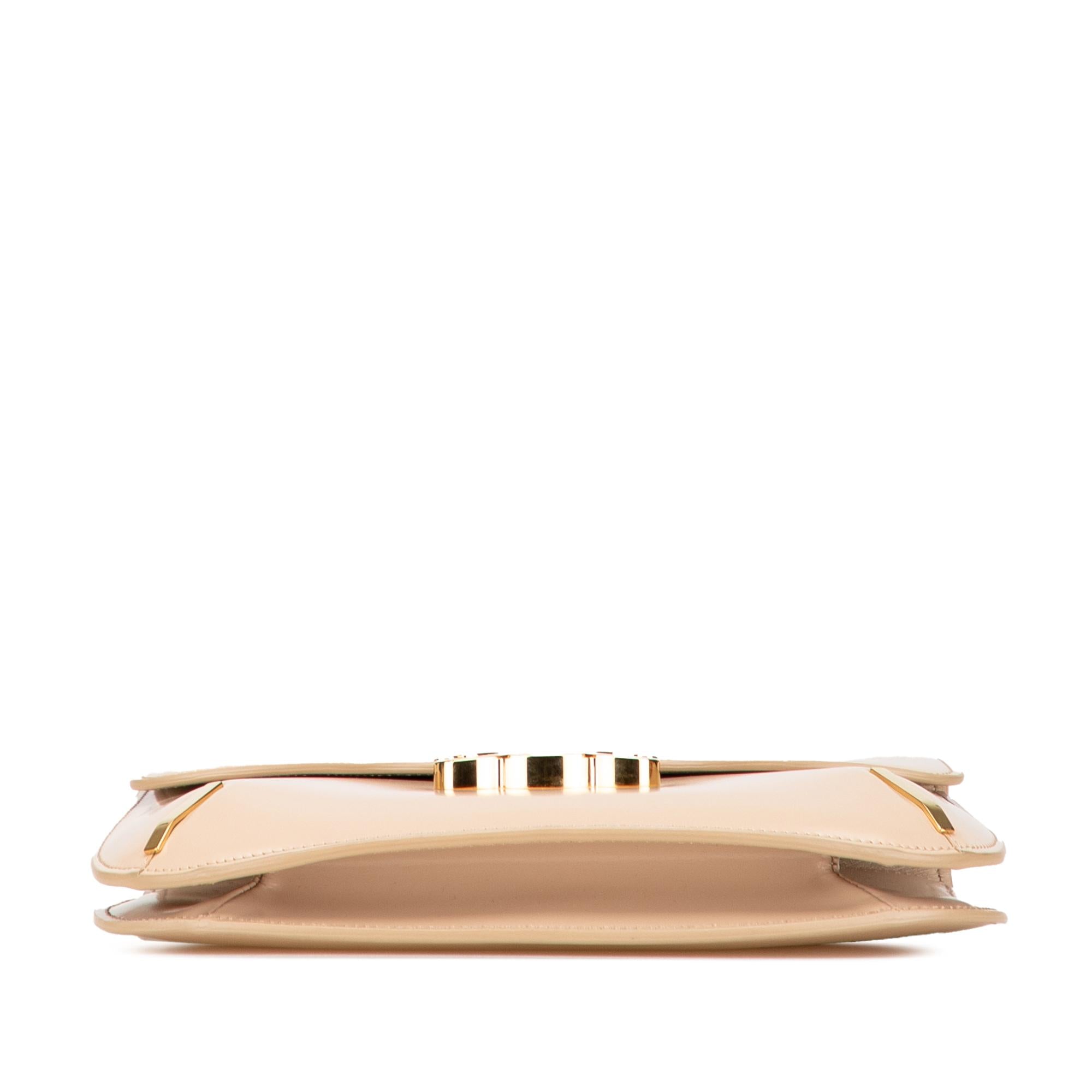 Celine Teen Shiny Calfskin Triomphe Besace Clea Chain Crossbody