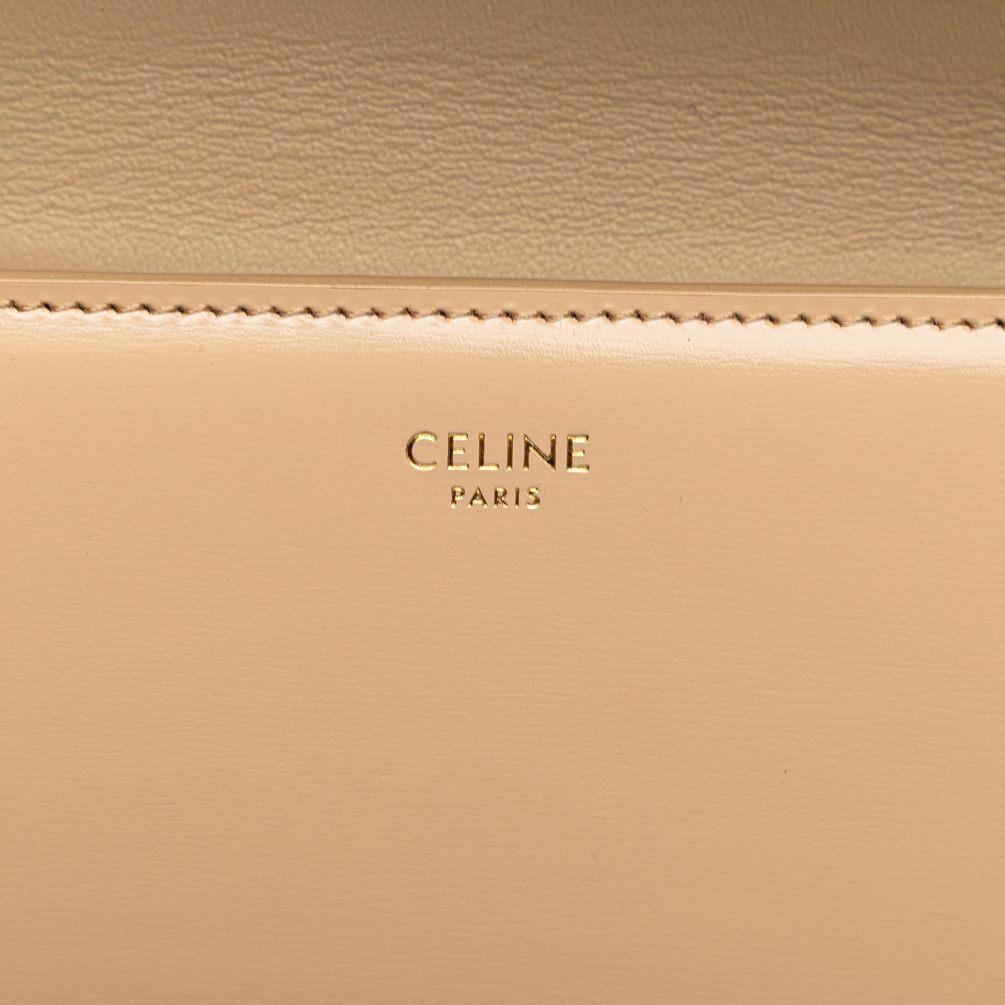 Celine Teen Shiny Calfskin Triomphe Besace Clea Chain Crossbody
