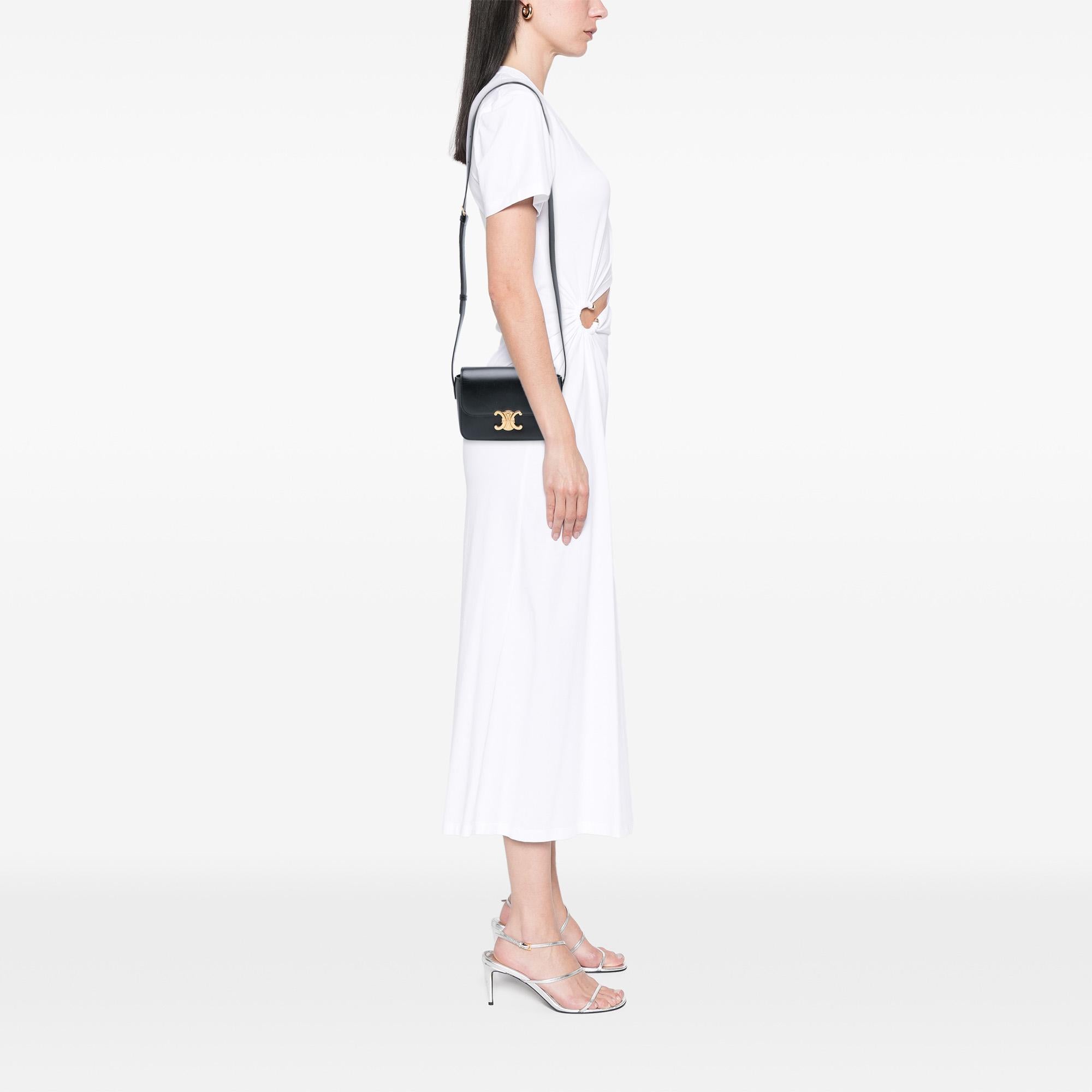 Celine Teen Shiny Calfskin Triomphe Crossbody