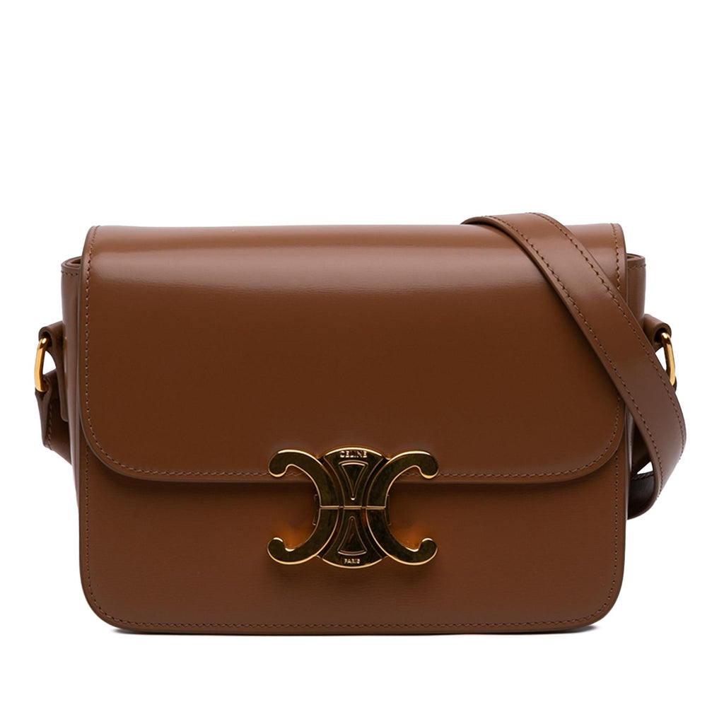 Celine Teen Shiny Calfskin Triomphe Crossbody