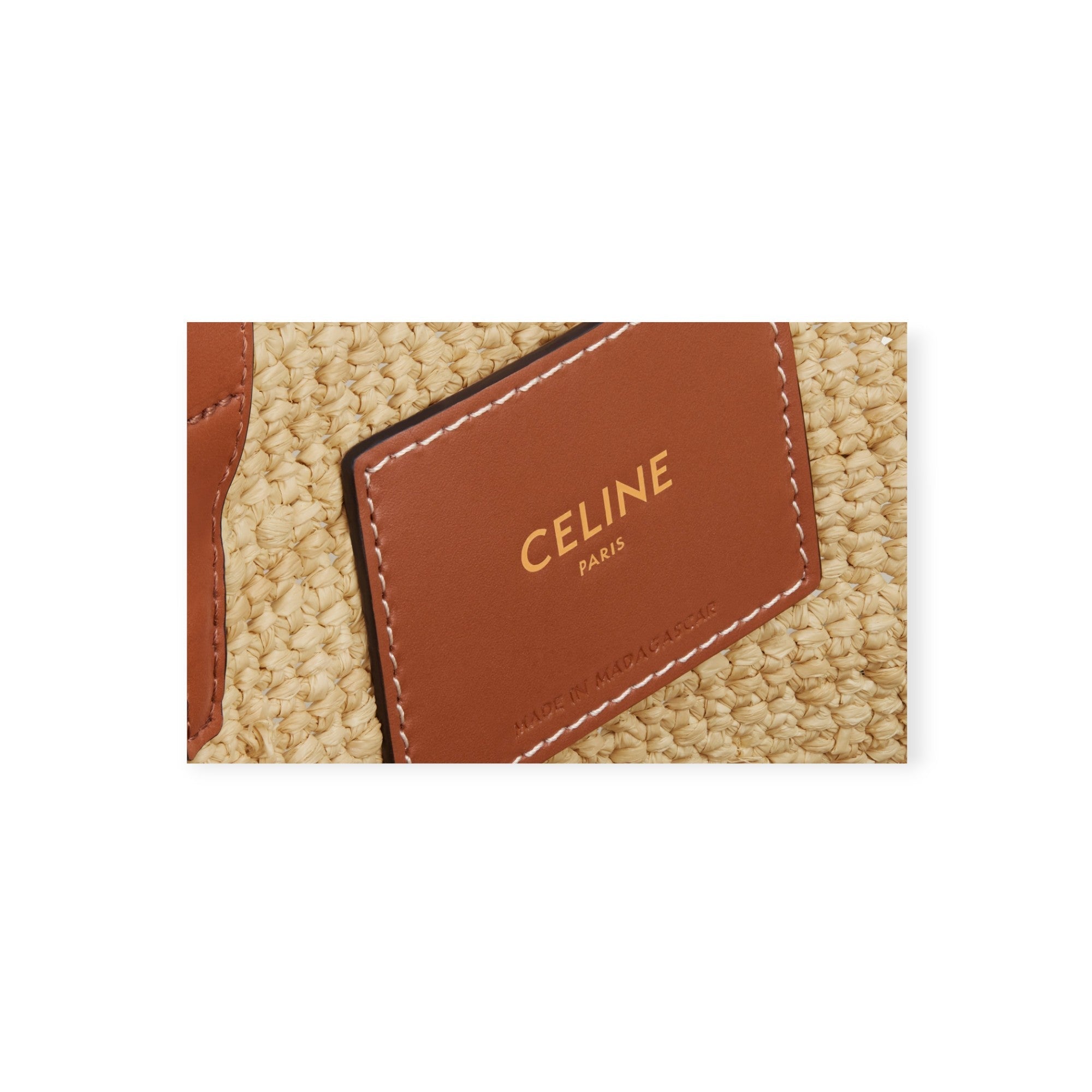 Teen Supple Celine Classic Panier In Raffia And Calfskin