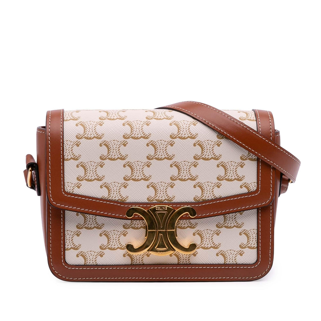 Celine Teen Triomphe Coated Canvas and Calfskin Triomphe Crossbody