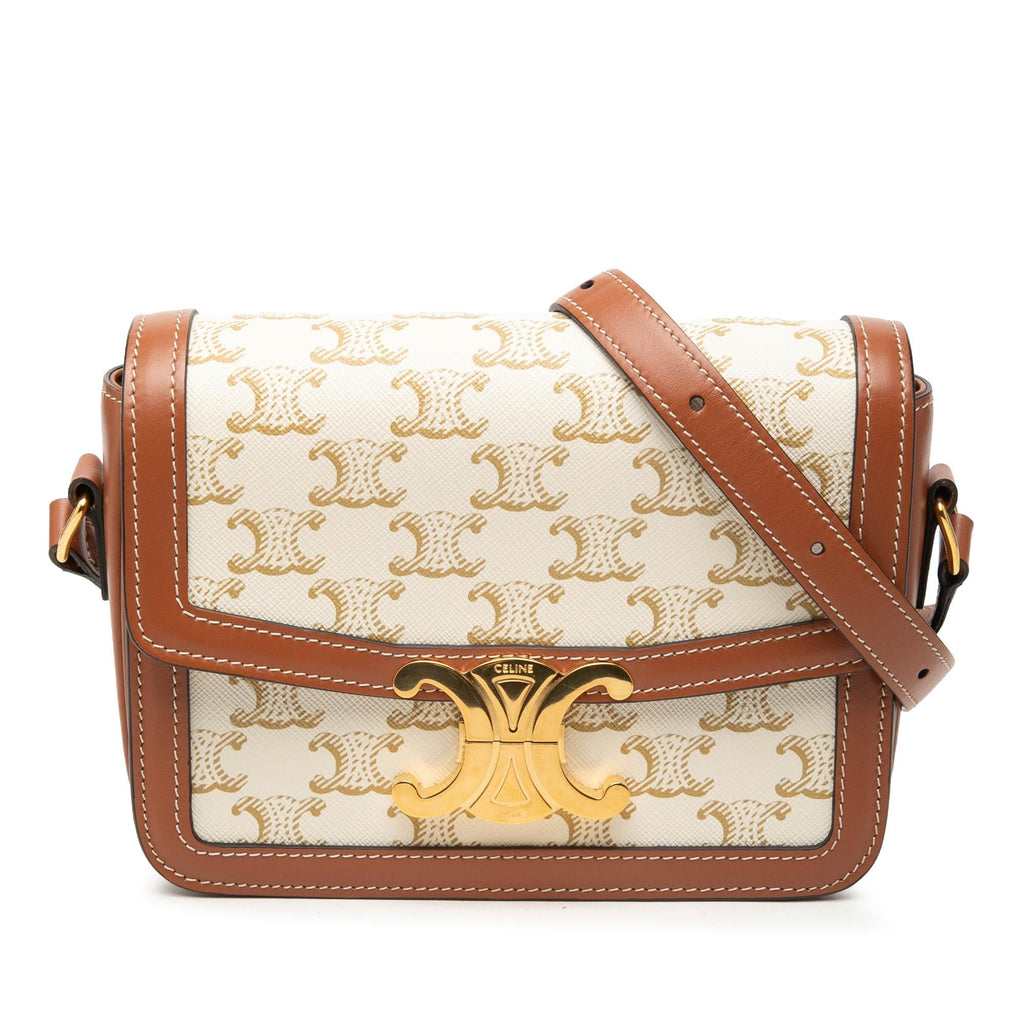 Celine Teen Triomphe Coated Canvas and Calfskin Triomphe Crossbody