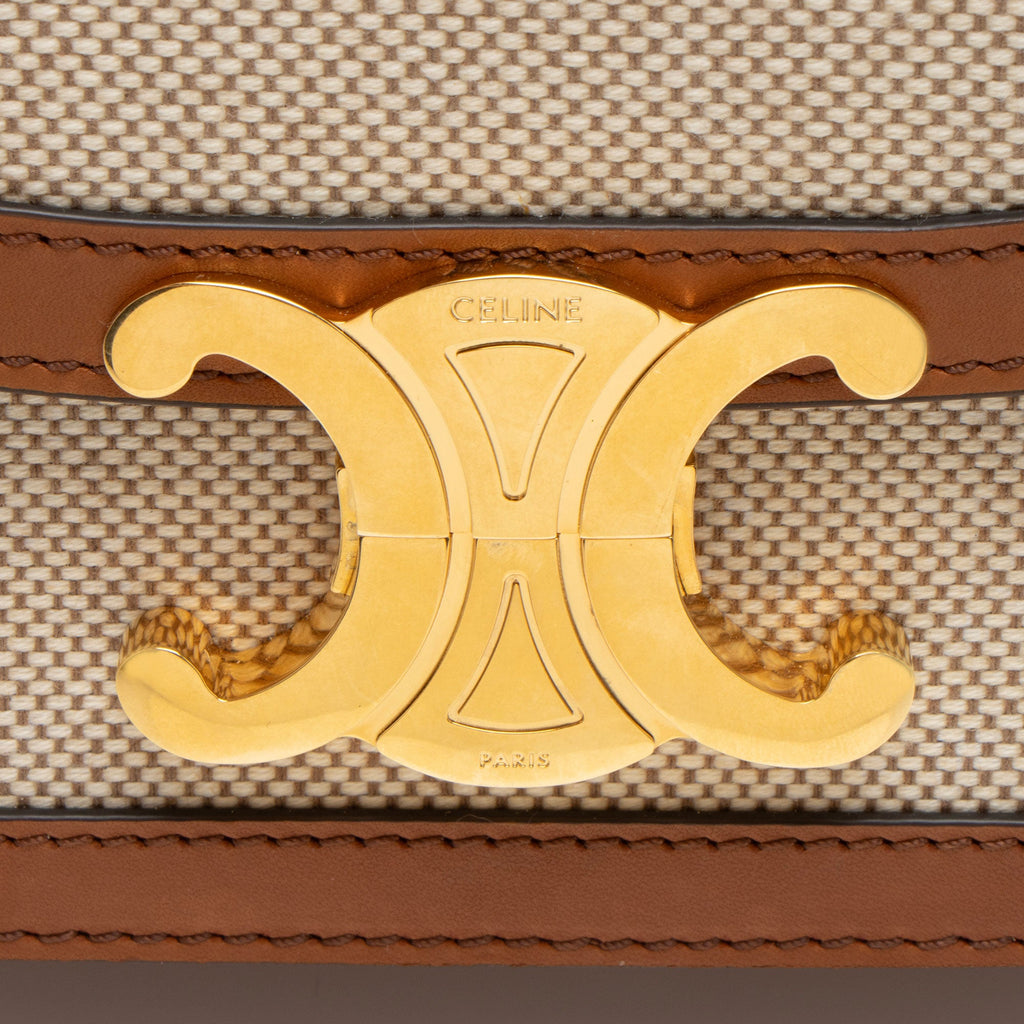 Celine Textile Calfskin Triomphe Teen Shoulder Bag (SHF-8LxhZM)