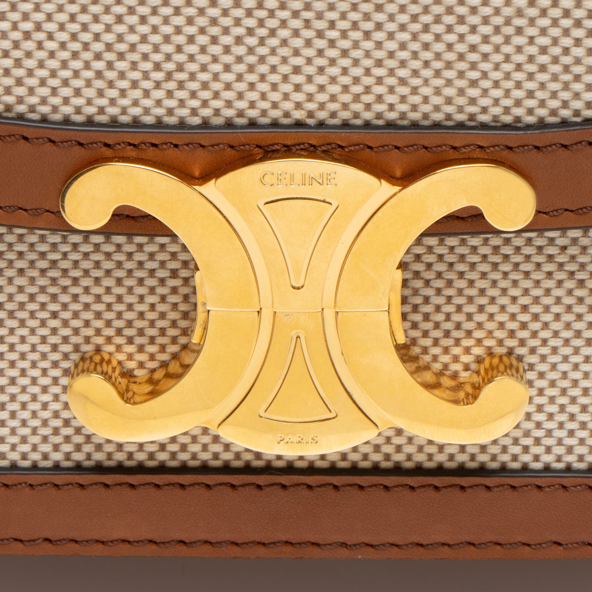 Celine Textile Calfskin Triomphe Teen Shoulder Bag (SHF-8LxhZM)