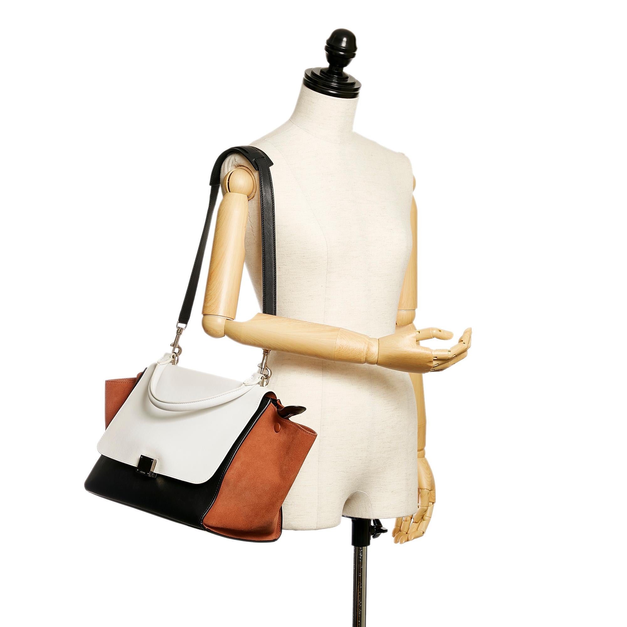 Celine Trapeze Tricolor Leather Satchel (SHG-32620)