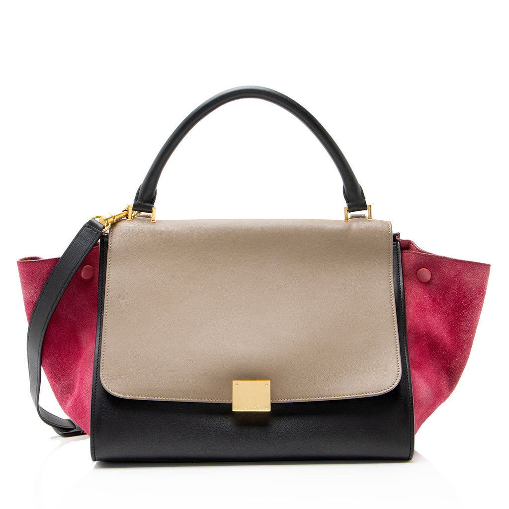 Celine Tricolor Calfskin Suede Medium Trapeze Bag