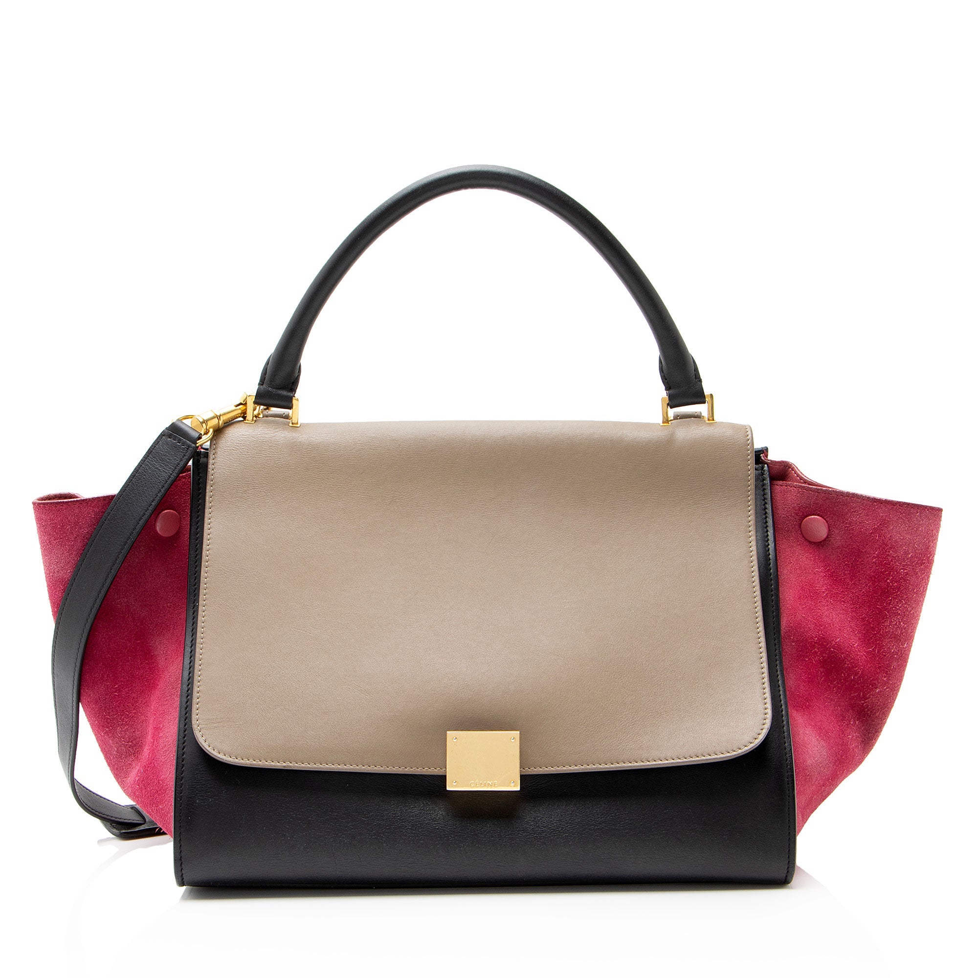 Celine Tricolor Calfskin Suede Medium Trapeze Bag