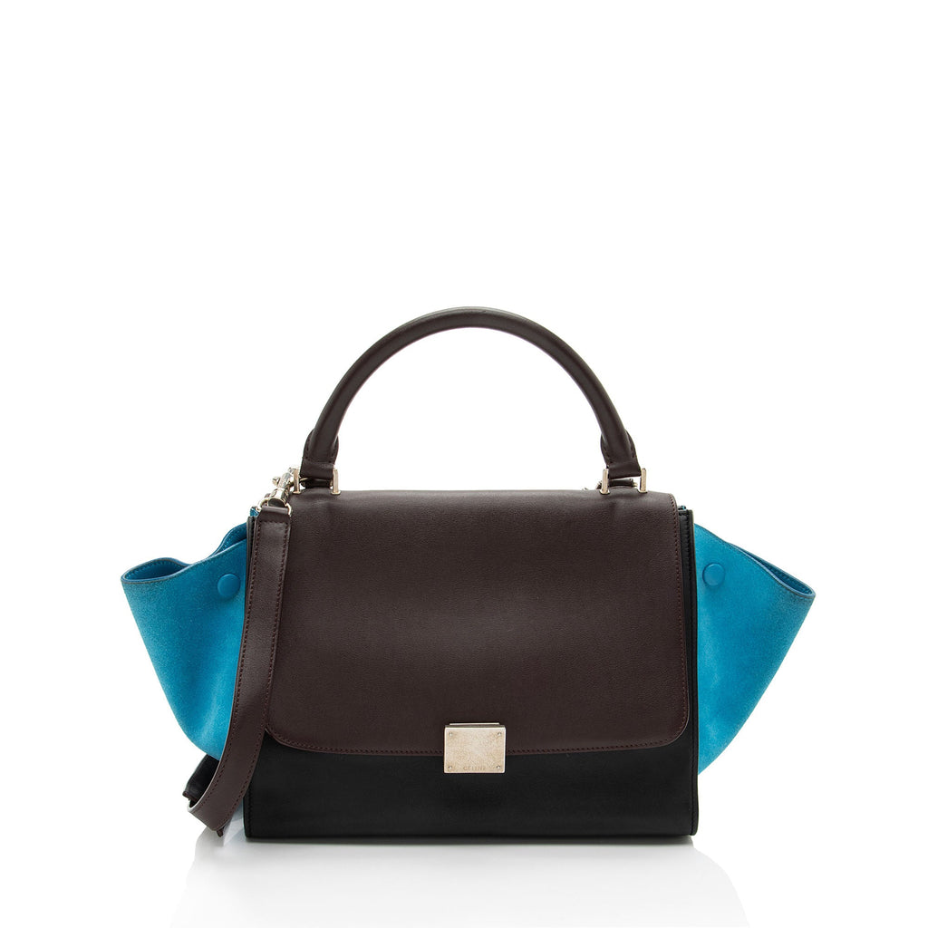Celine Tricolor Calfskin Suede Small Trapeze Bag