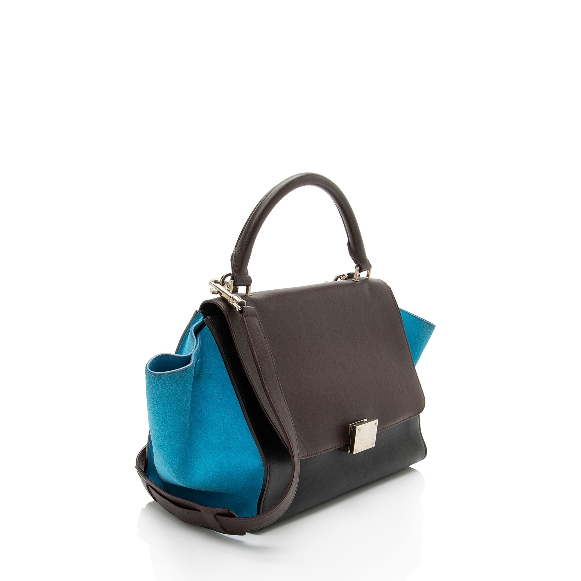 Celine Tricolor Calfskin Suede Small Trapeze Bag
