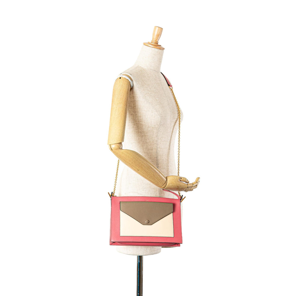 Celine Tricolor Leather Pocket Envelope Zip Crossbody