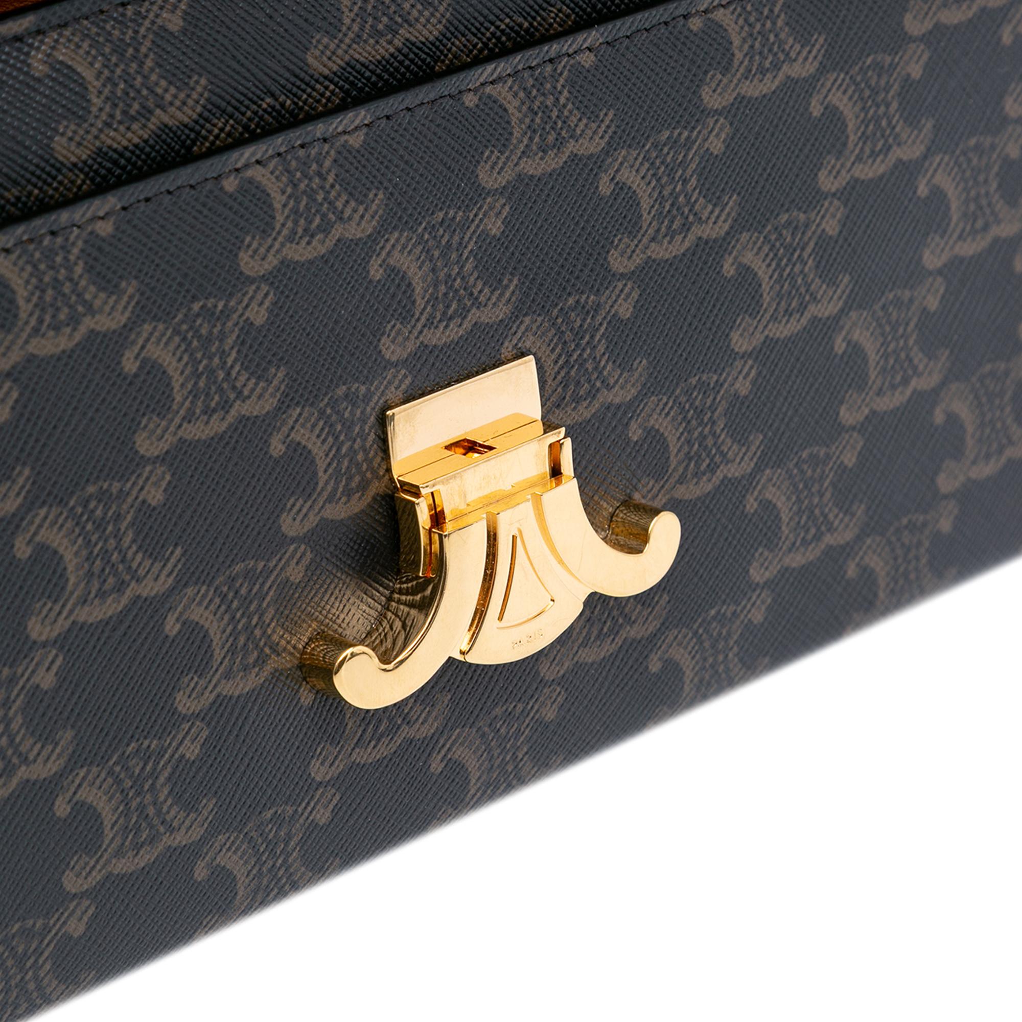 Celine Triomphe Coated Canvas Triomphe Chain Shoulder Bag