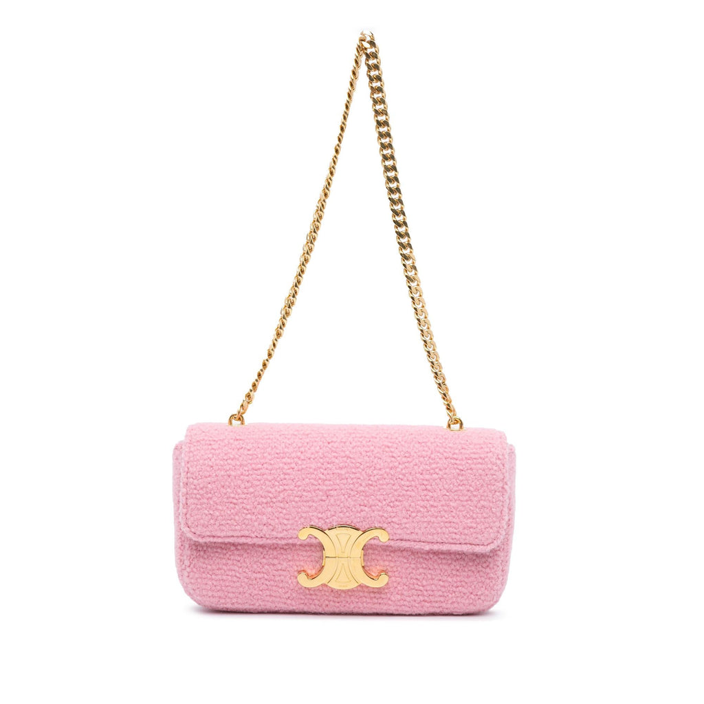 Celine Tweed Triomphe Claude Chain Shoulder Bag