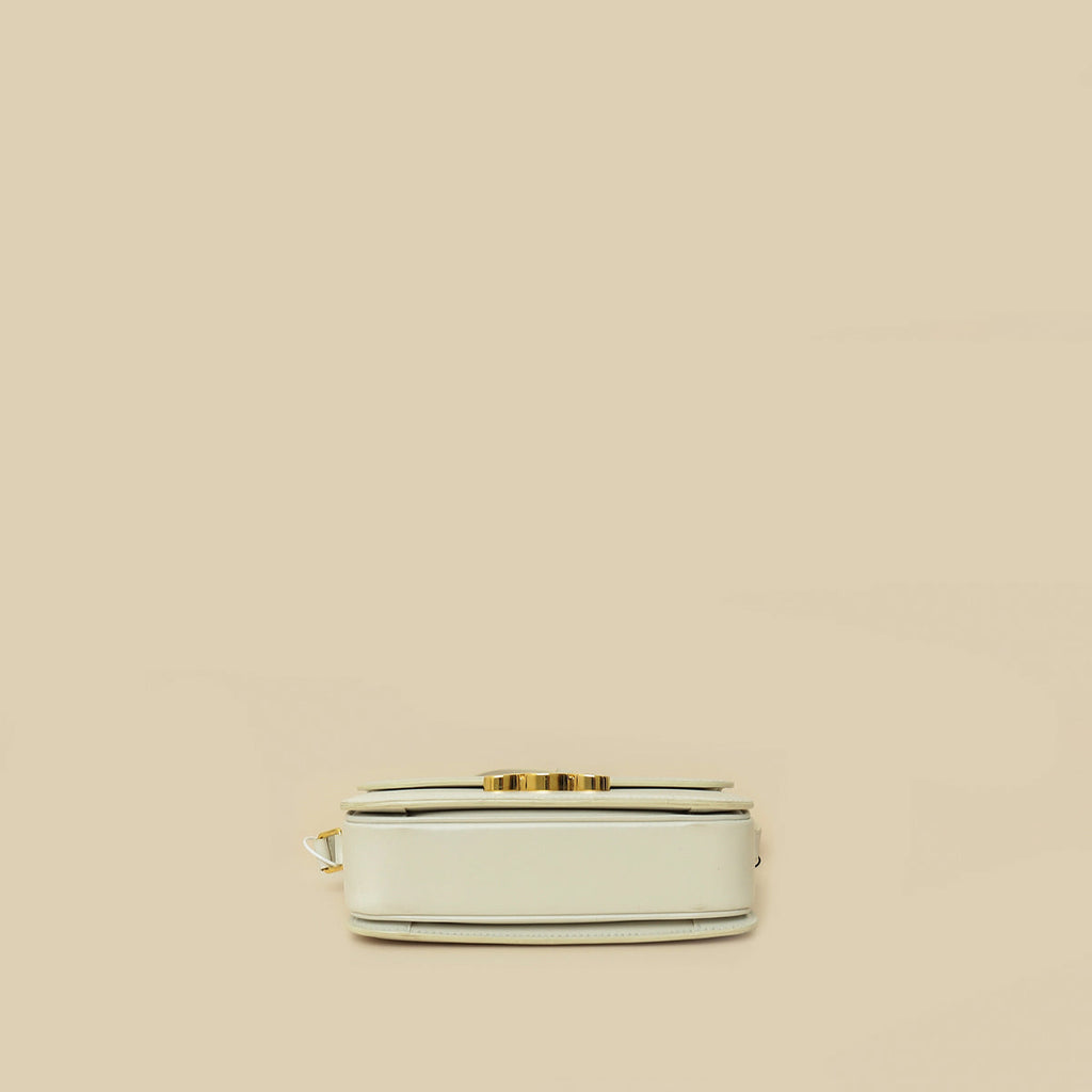 Celine White Teen Triomphe Shoulder Bag
