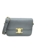 Celine Cloudy Grey Shiny Classique Triomphe Flap Bag