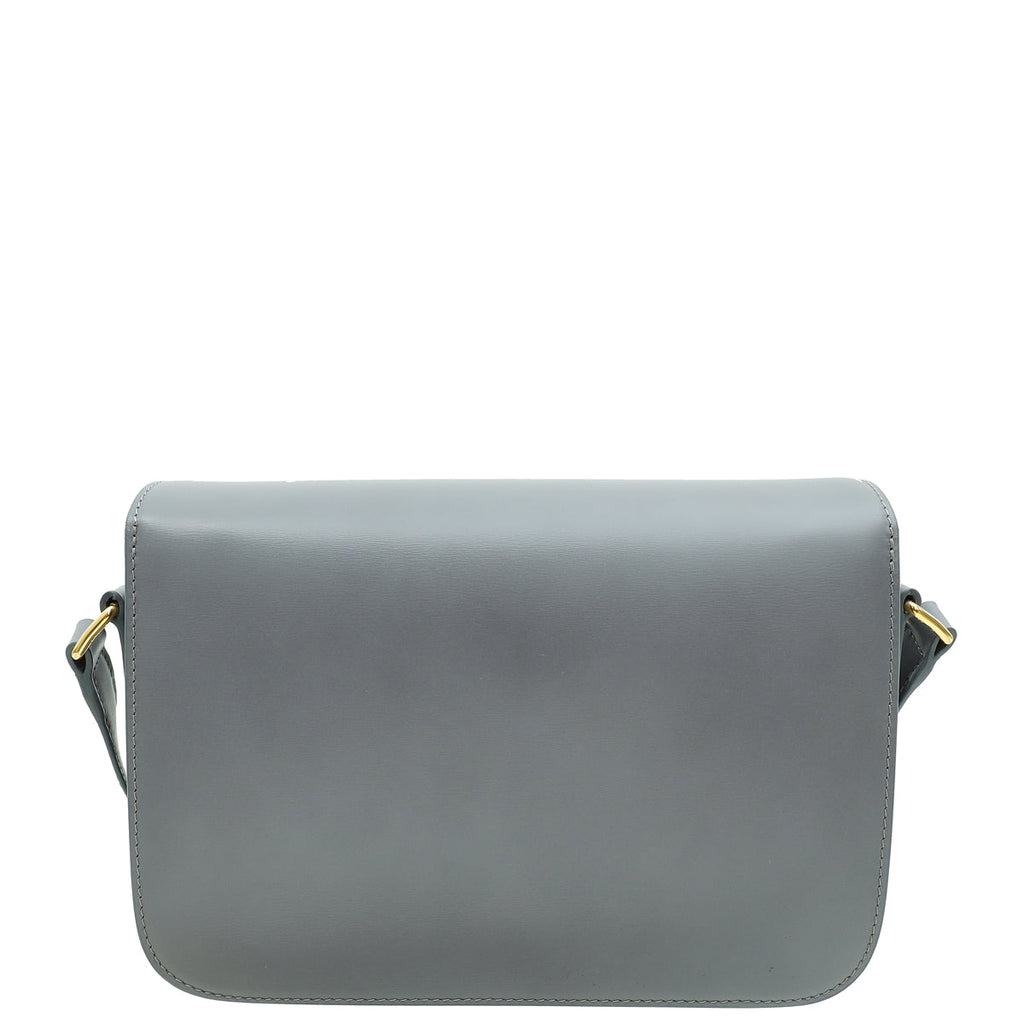 Celine Cloudy Grey Shiny Classique Triomphe Flap Bag