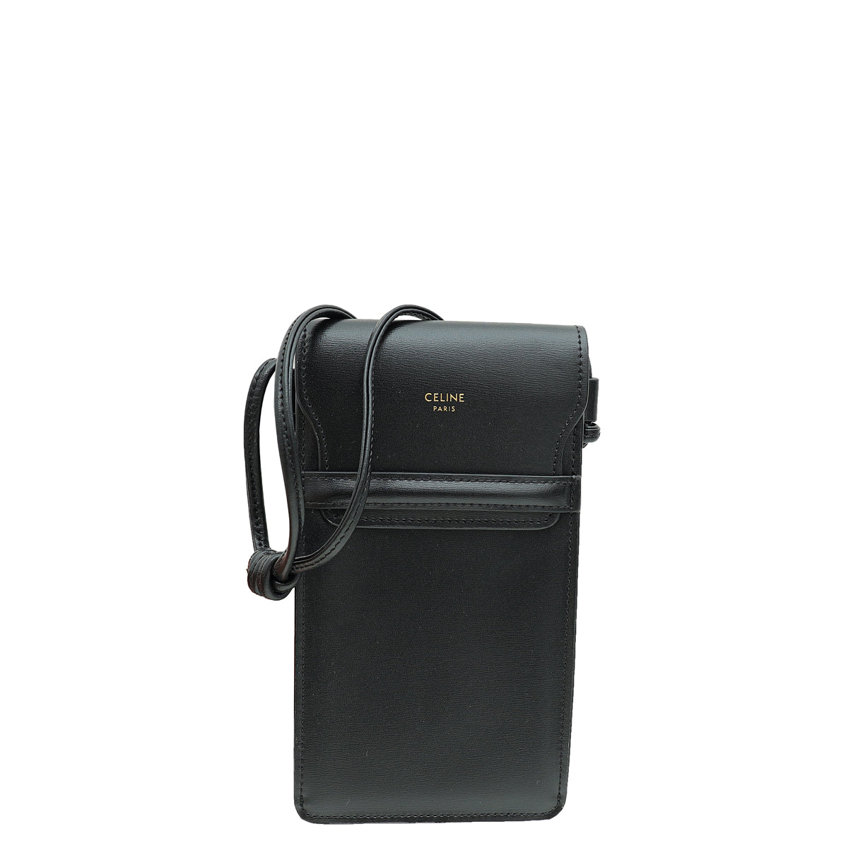 Celine Black Phone Pouch W/ Flap on Strap