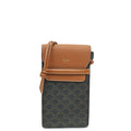 Celine Brown Triomphe Phone Pouch W/ Flap on Strap