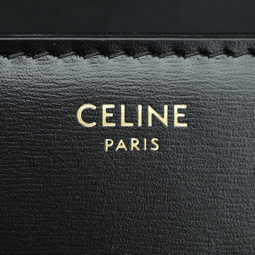 Celine Black Claude Triomphe Shiny Shoulder Bag