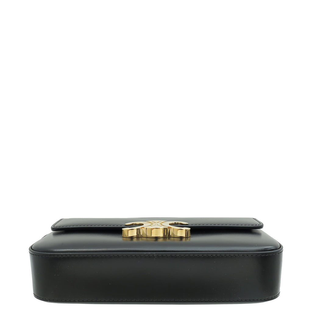 Celine Black Claude Triomphe Shiny Shoulder Bag