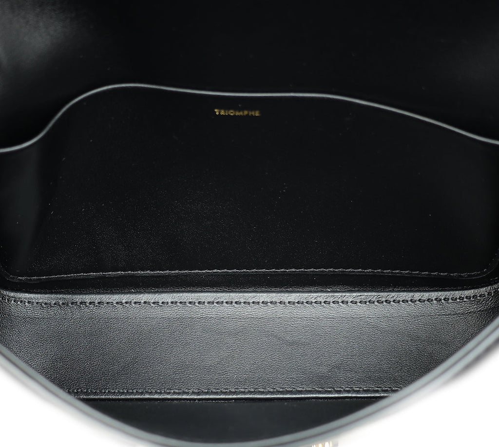 Celine Black Claude Triomphe Shiny Shoulder Bag