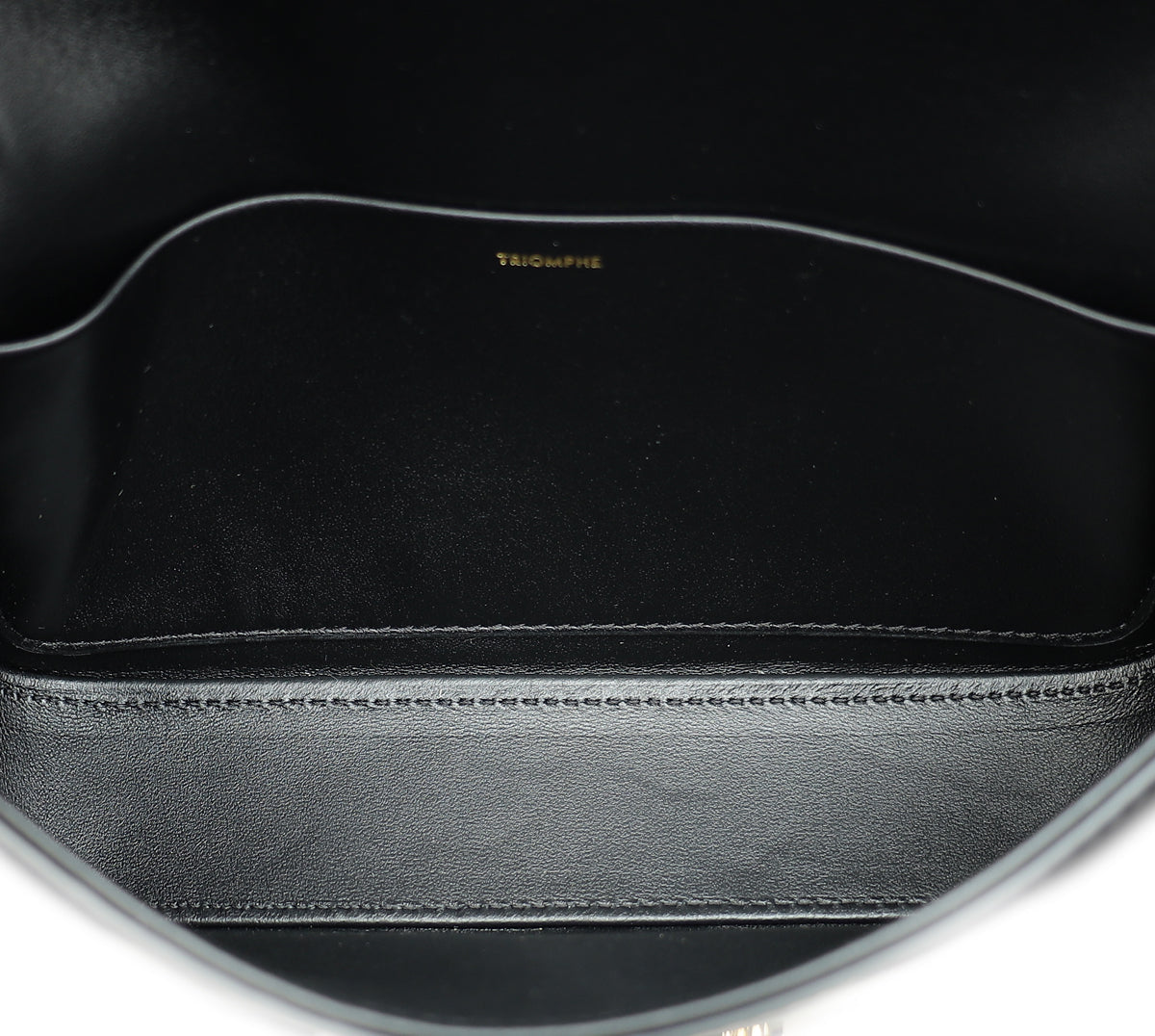 Celine Black Claude Triomphe Shiny Shoulder Bag