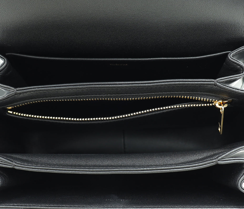 Celine Black Classique Triomphe Flap Bag