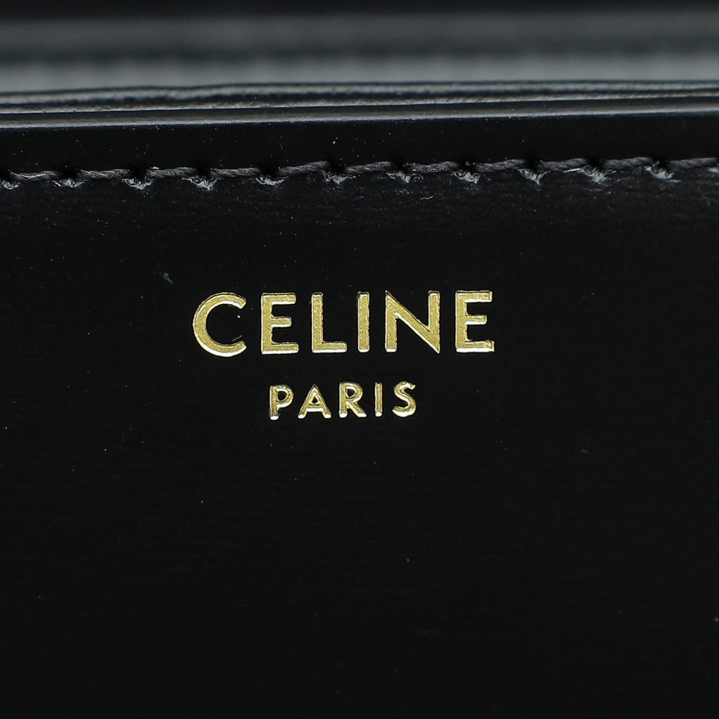 Celine Black Teen Triomphe Flap Shoulder Bag