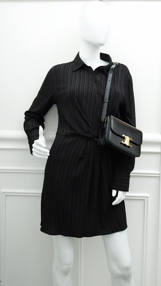 Celine Black Teen Triomphe Flap Shoulder Bag
