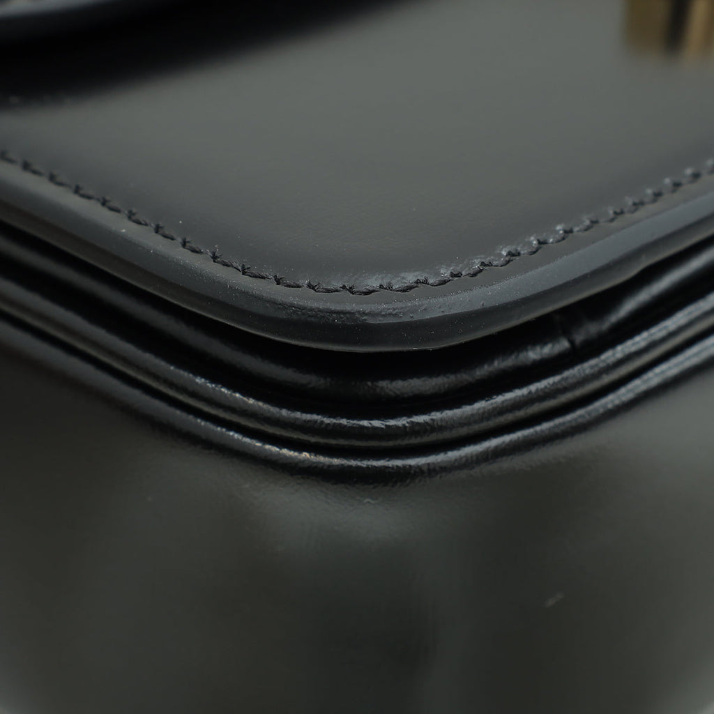 Celine Black Teen Triomphe Flap Shoulder Bag