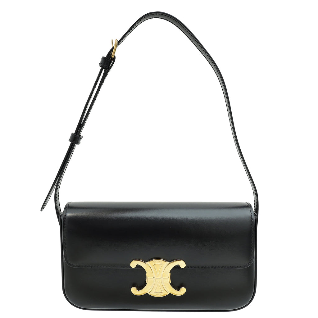 Celine Black Triomphe Shiny Shoulder Bag