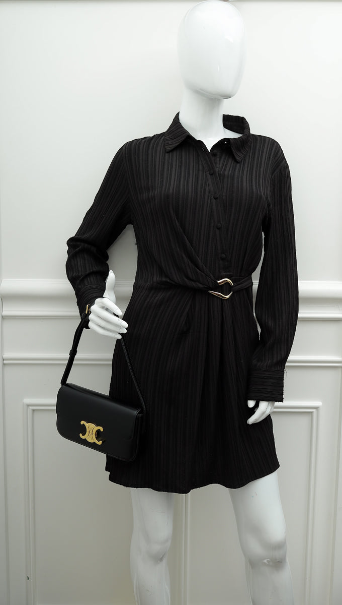Celine Black Triomphe Shiny Shoulder Bag