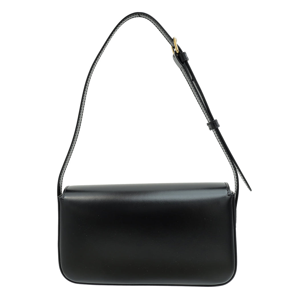 Celine Black Triomphe Shiny Shoulder Bag