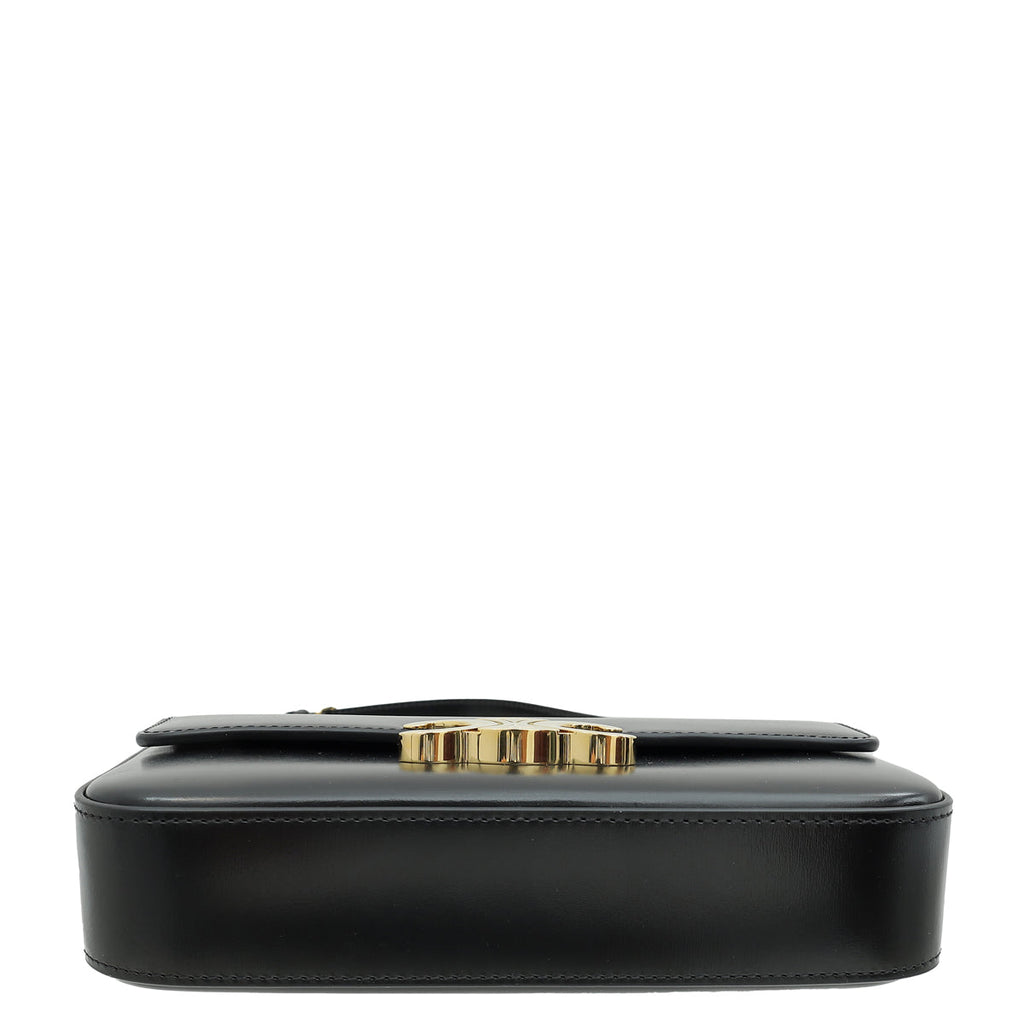 Celine Black Triomphe Shiny Shoulder Bag