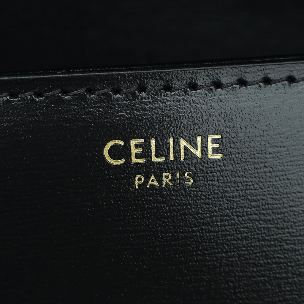 Celine Black Triomphe Shiny Shoulder Bag