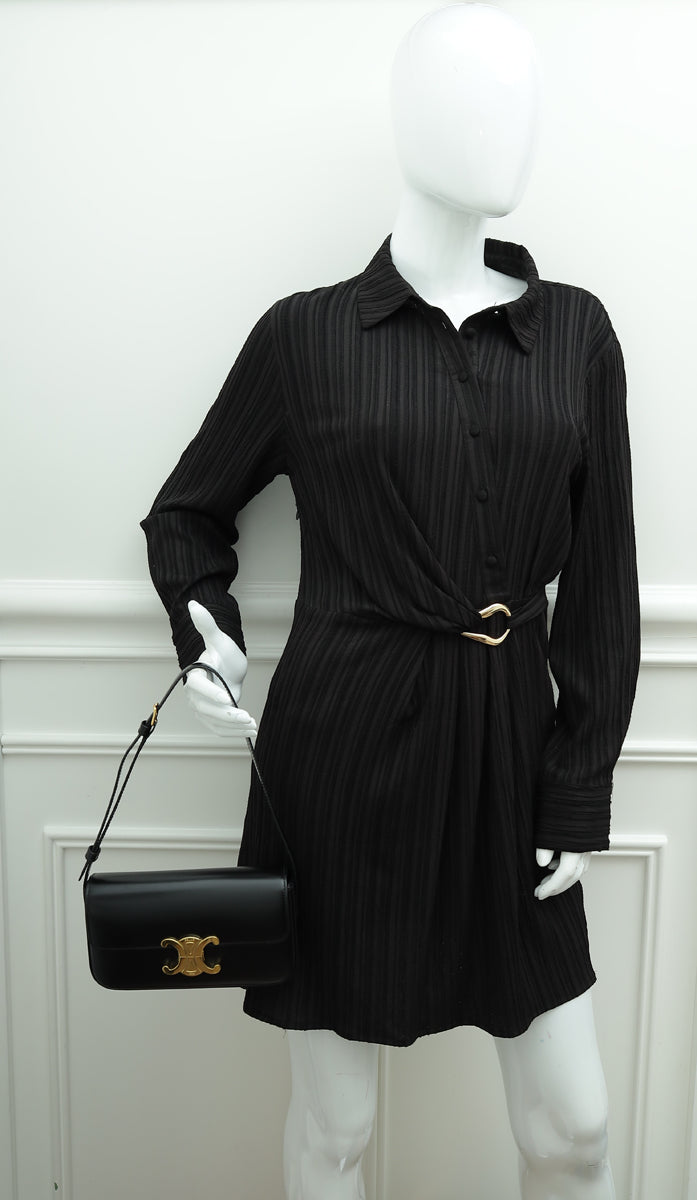 Celine Black Triomphe Shiny Shoulder Bag