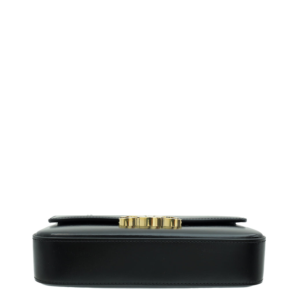 Celine Black Triomphe Shiny Shoulder Bag