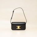 Celine Black Triomphe Shiny Shoulder Bag