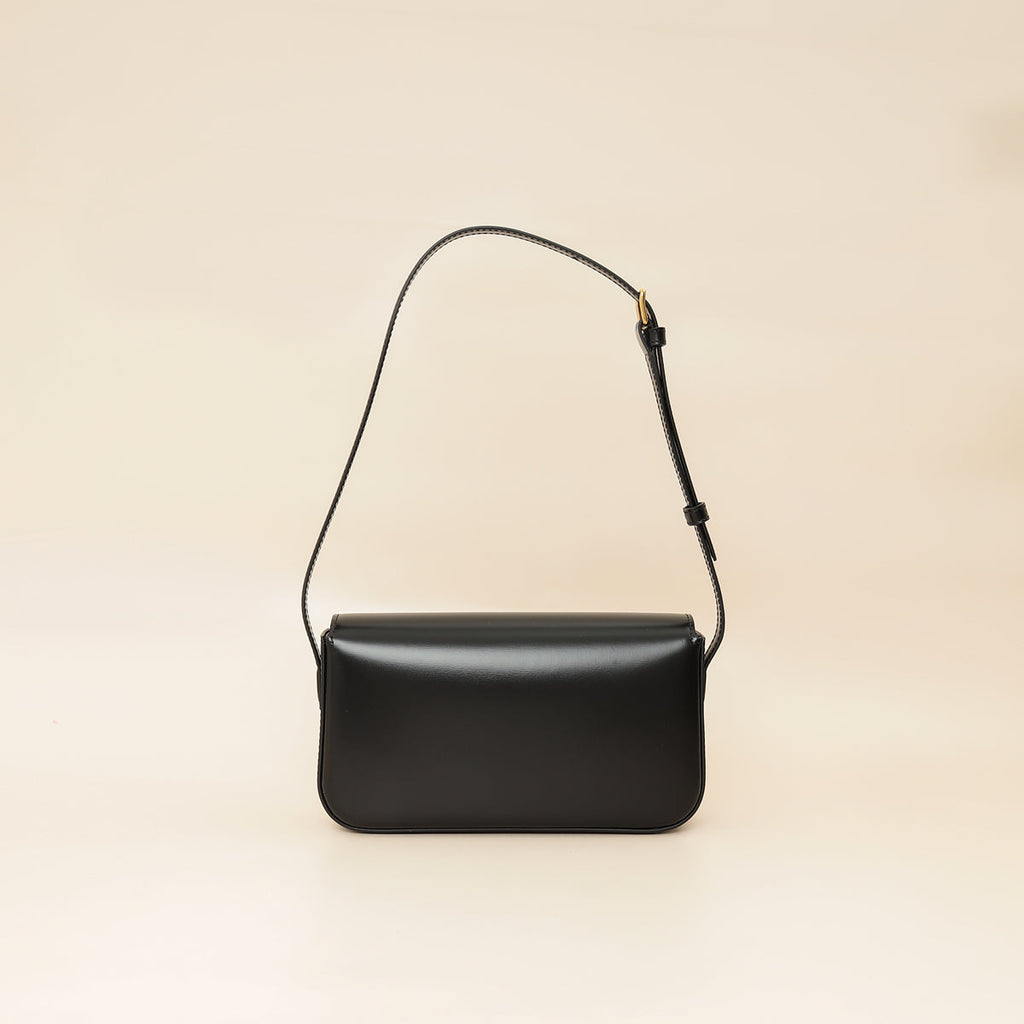 Celine Black Triomphe Shiny Shoulder Bag