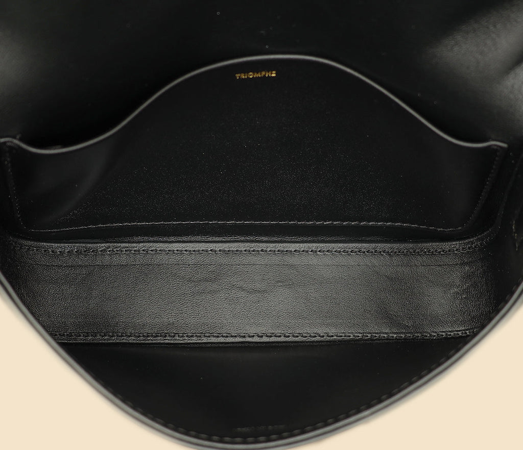 Celine Black Triomphe Shiny Shoulder Bag