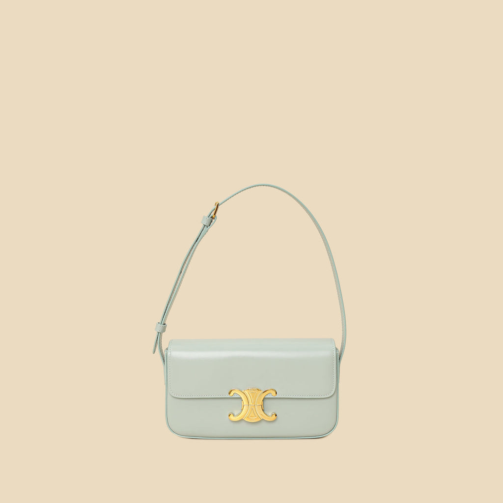Celine Soft Blue Claude Triomphe Shiny Shoulder Bag