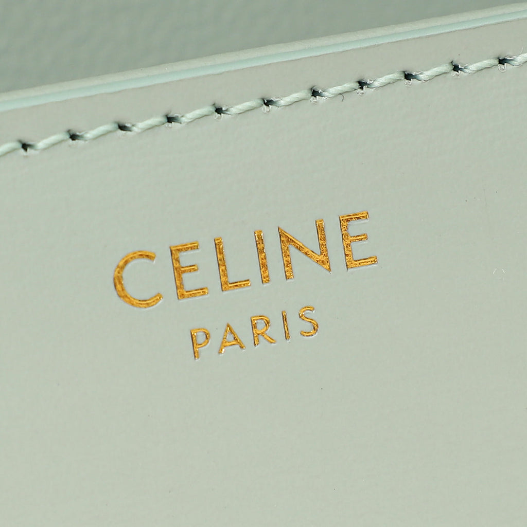 Celine Soft Blue Claude Triomphe Shiny Shoulder Bag