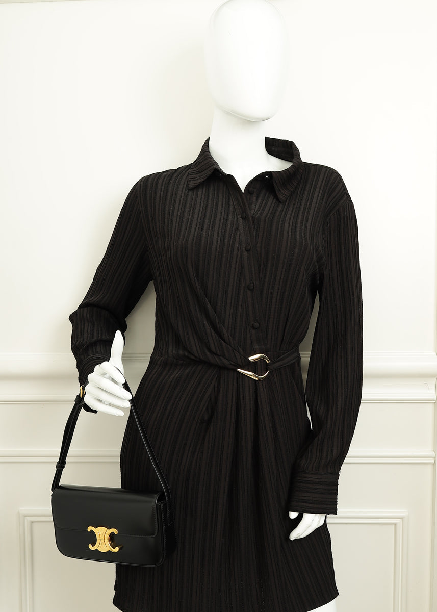 Celine Black Claude Triomphe Shoulder Bag